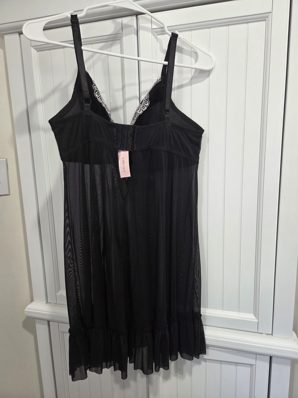 Cacique Black Embroidered Lace Chemise with Bow Size 18/20 - Picture 7 of 10